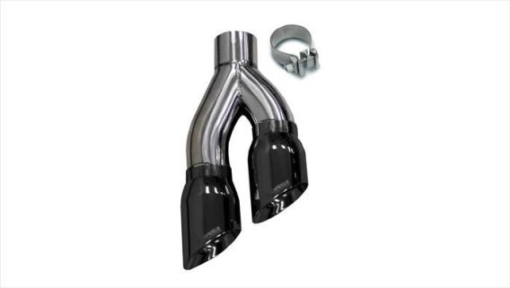 One Twin 4.0 Inch Side Swept Black Pro-Series Tips (Clamp Included) Fits Corsa Exhaust Kits Stain...