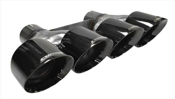 Quad 4.5 Inch Black Pro-Series Tip Kit Clamps Included For Corsa C7 Exhaust Only Stainless Steel ...