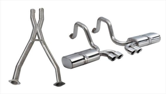 2.5 Inch Cat-Back Sport Dual Exhaust w/ Polished 3.5 Inch Tips 97-04 Corvette / Z06 5.7L Stainles...