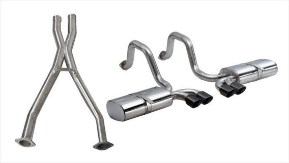 2.5 Inch Cat-Back Sport Dual Exhaust w/ Black 3.5 Inch Tips 97-04 Corvette / Z06 5.7L Stainless S...