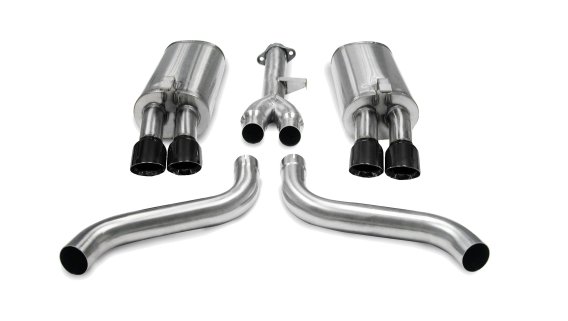 2.5 Inch Cat-Back Sport Dual Exhaust Black 3.5 Inch Tips 86-91 Corvette C4 5.7L V8 L98 Stainless ...