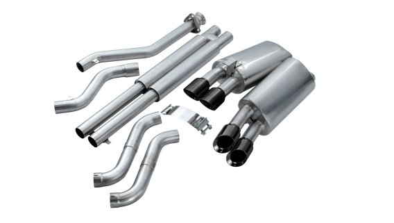2.5 Inch Cat-Back Sport Dual Exhaust Black 3.5 Inch Tips 92-95 Corvette C4 5.7L V8 LT1 Stainless ...