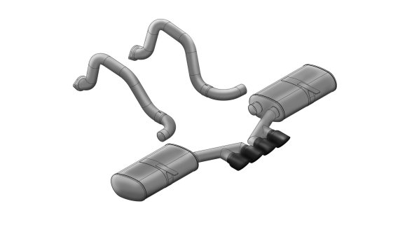 2.5 Inch Axle-Back Sport Dual Exhaust Tigershark 3.5 Inch Black Tips 97-04 Corvette/Z06 5.7L Stai...