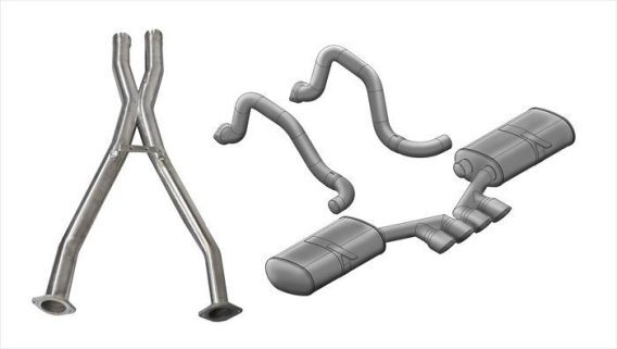 2.5 Inch Cat-Back Sport Dual Exhaust Tigershark 3.5 Inch Polished Tips 97-04 Corvette / Z06 5.7L ...