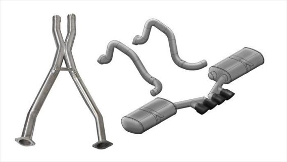 2.5 Inch Cat-Back Sport Dual Exhaust Tigershark 3.5 Inch Black Tips 97-04 Corvette / Z06 5.7L Sta...
