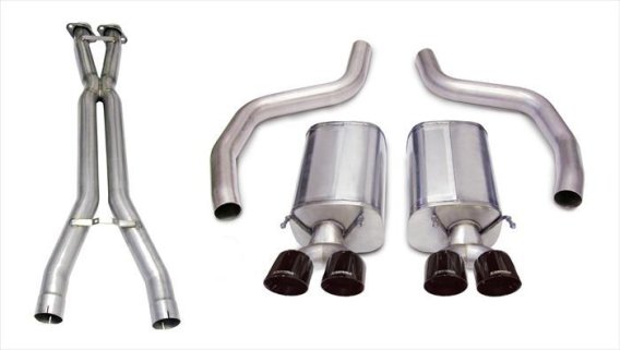 3.0 Inch Cat-Back Sport Dual Exhaust Twin 4.0 Inch Black Tips 06-11 Corvette Z06 7.0L / ZR1 6.2L ...