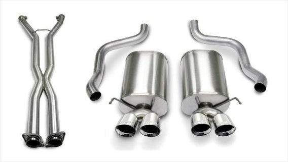2.5 Inch Cat-Back Sport Dual Exhaust Polished 3.5 Inch Tips 05-08 Corvette Manual/A4 Auto Trans 6...