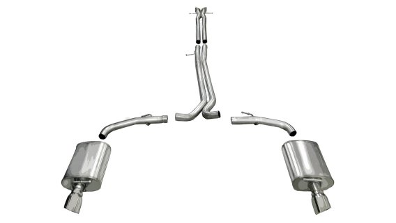 2.5 Inch Cat-Back Sport Dual Exhaust 4.0 Inch Polished Tips 10-17 Ford Taurus SHO/10-13 Lincoln M...
