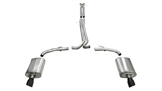 2.5 Inch Cat-Back Sport Dual Exhaust 4.0 Inch Black Tips 10-17 Ford Taurus SHO/10-13 Lincoln MKS ...