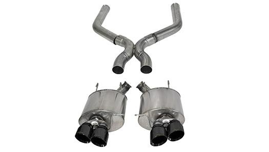 3.0 Inch Axle-Back Plus X-Pipe Sport Dual Exhaust Black 4.0 Inch Tips 13-14 Mustang Shelby GT500 ...