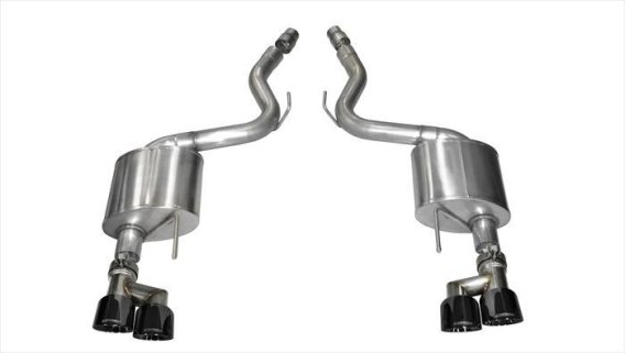 3.0 Inch Axle-Back Sport Dual Exhaust Black 4.0 Inch Tips 15-Present Mustang GT Fastback 5.0L (Fi...