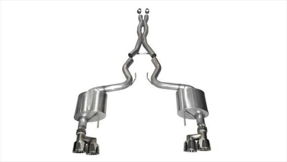 3.0 Inch Cat-Back Xtreme Dual Exhaust 4.0 Inch Polished Tips 15-Present Ford Mustang GT Fastback ...