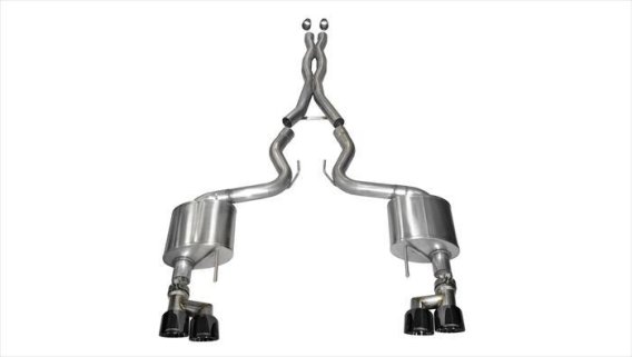 3.0 Inch Cat-Back Xtreme Dual Exhaust 4.0 Inch Black Tips 15-Present Ford Mustang GT Fastback (No...