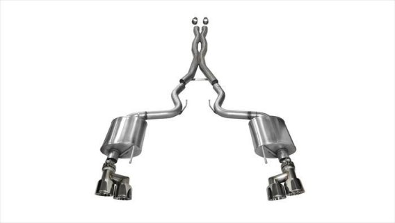 3.0 Inch Cat-Back Sport Dual Exhaust 4.0 Inch Polished Tips 15-Present Ford Mustang GT Fastback (...