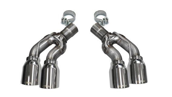 Two Twin 4.0 Inch Polished Tips Clamps Included Dual Rear Exit For Corsa Cadillac CTS-V Exhaust O...