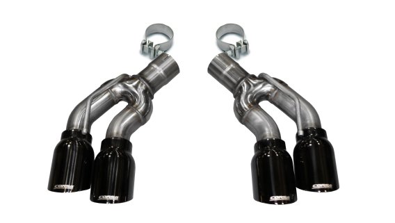 Two Twin 4.0 Inch Black Tips Clamps Included Dual Rear Exit For Corsa Cadillac CTS-V Exhaust Only...