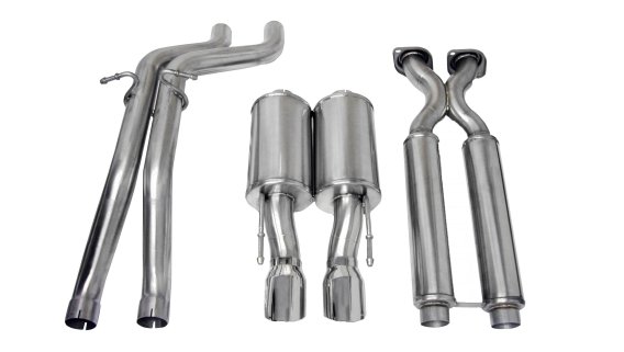 2.5 Inch Cat-Back Sport Dual Center Exhaust 4.0 Inch Polished Tips 06-10 Jeep Grand Cherokee SRT-...