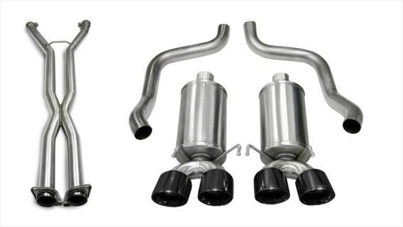 2.5 Inch Cat-Back Xtreme Dual Exhaust Black 3.5 Inch Tips 05-08 Corvette C6 Manual/A4 Auto Trans ...