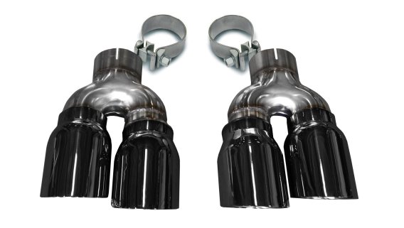 Two Twin 4.0 Inch Black Tips Clamps Included Dual Rear Exit For Corsa Cadillac ATS-V Exhaust Only...