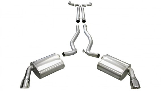 2.5 Inch Cat-Back Plus X-Pipe Sport Exhaust Dual Rear Exit 4.0 Inch Polished Tips 10-15 Chevrolet...