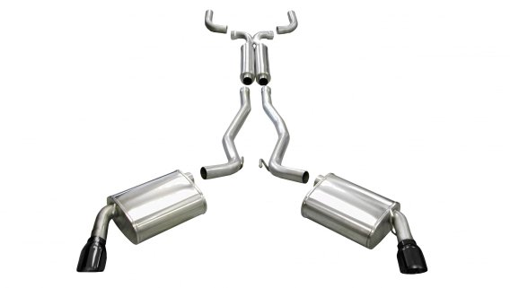 2.5 Inch Cat-Back Plus X-Pipe Sport Exhaust Dual Rear Exit 4.0 Inch Black Tips 10-15 Chevrolet Ca...