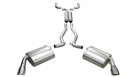 2.5 Inch Cat-Back Plus X-Pipe Sport Exhaust Dual Rear Exit 4.0 Inch Polished Tips 10-15 Chevrolet...