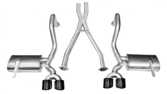 Corvette 2.5 Inch Cat-Back Dual Rear Exit with Twin 4.0 Inch Black PVD Pro-Series Tips Xtreme Sou...
