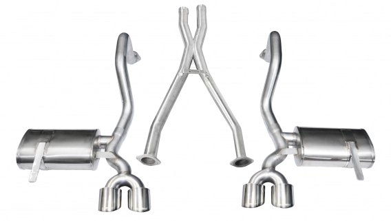 2.5 Inch Cat-Back Plus X-Pipe Xtreme Exhaust Dual Rear Exit 4.0 Inch Polished Tips 97-04 Chevy Co...