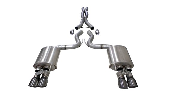 3.0 Inch Valved Cat-Back Sport To Extreme Dual Exhaust Gunmetal 4.0 Inch Quad Tips 18-Present Mus...