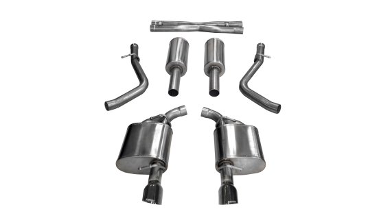 Charger Cat Back Exhaust 17-18 Dodge Charger 5.7L V8 4.5 Inch Black Tip Extreme Sound Corsa Perfo...