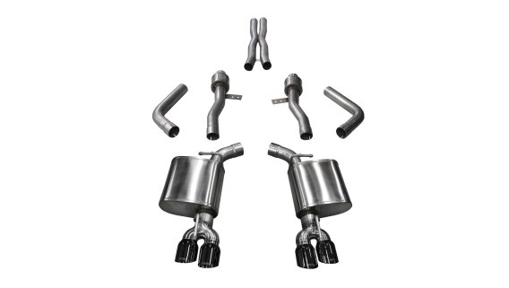 Challenger Cat Back Exhaust 17-18 Dodge Challenger 5.7L V8 3.5 Inch Black Tip Sport Sound Corsa P...
