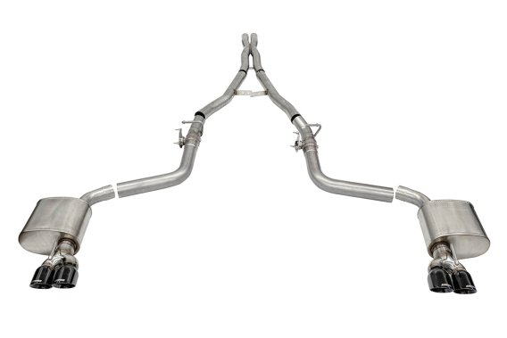 2.75 Inch Valved Cat-Back Dual Rear Exit with Twin 3.5 Inch Black PVD Pro Series Tips 15-24 Dodge...