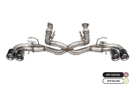 3.0 Inch Muffler Delete 4 Valve Cat-Back Exhaust System with NPP Sound control with 4.5 Inch Carb...