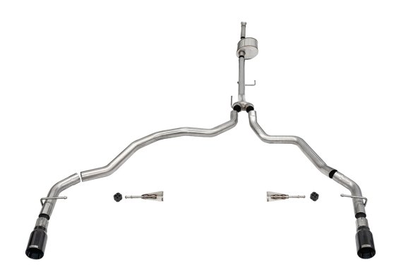 3.0 Inch Dual Rear Exit Catback Exhaust System with Flat Cut 4.0 Inch Dual Wall Black Tips Xtreme...