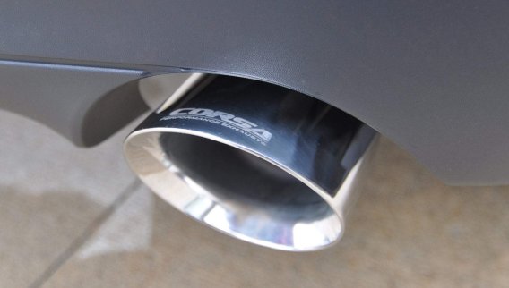 2.5 Inch Dual Rear Exit Cat-Back Exhaust System with Single 4.5 Inch Black PVD Pro-Series Tips 11...