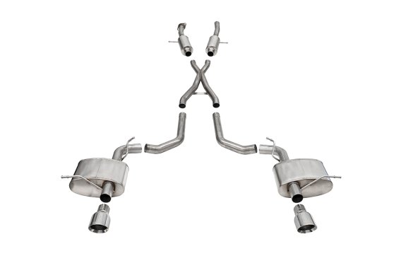 2.75 Inch Dual Rear Exit Cat-Back Exhaust System with Single 4.5 Inch Polished Pro Series Tips Sp...