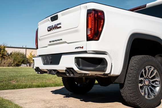 3.0 Inch - 2.5 Inch Cat-Back Dual Rear Exit Exhaust System with Twin 4.0 Inch Black Powder Coat P...