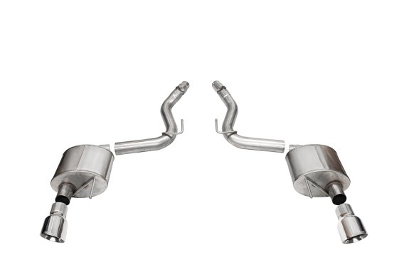 3.0 Inch Dual Rear Exit Axle-Back Exhaust System with 4.5 Inch Polished Pro Series Slash Tips Spo...