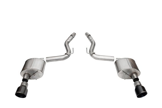 3.0 Inch Dual Rear Exit Axle-Back Exhaust System with 4.5 Inch Black PVD Pro Series Slash Tips Sp...