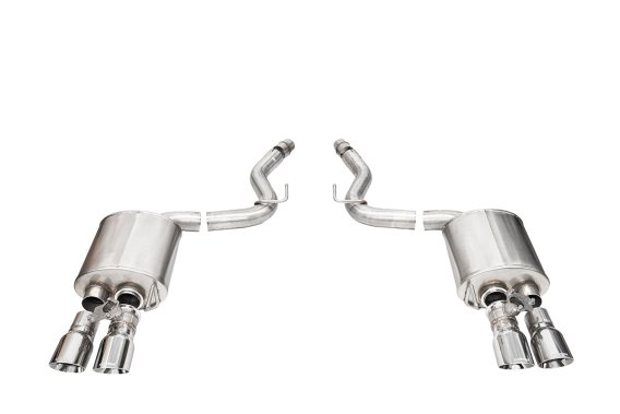 3.0 Inch Dual Rear Exit Axle-Back with Twin 4.0 Inch Polished Pro-Series Tips 24-25 Ford Mustang ...