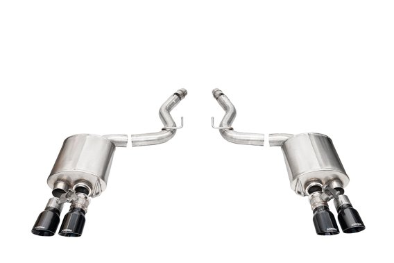 3.0 Inch Dual Rear Exit Axle-Back with Twin 4.0 Inch Black PVD Pro-Series Tips 24-25 Ford Mustang...