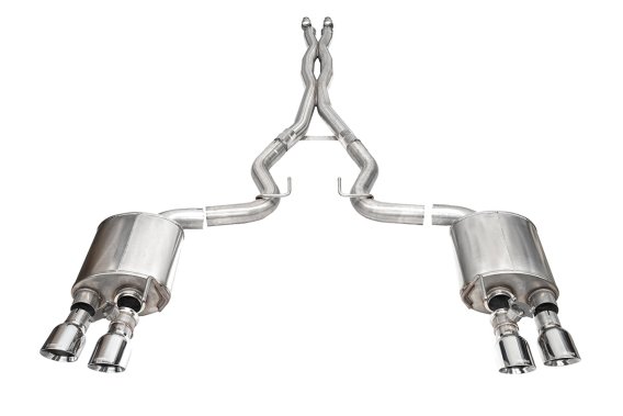 3.0 Inch Dual Rear Exit Cat-Back with Twin 4.5 Inch Polished Slash Pro-Series Tips 24-25 Ford Mus...