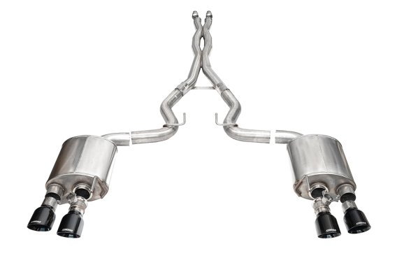 3.0 Inch Dual Rear Exit Cat-Back with Twin 4.5 Inch Black PVD Slash Pro-Series Tips 24-25 Ford Mu...