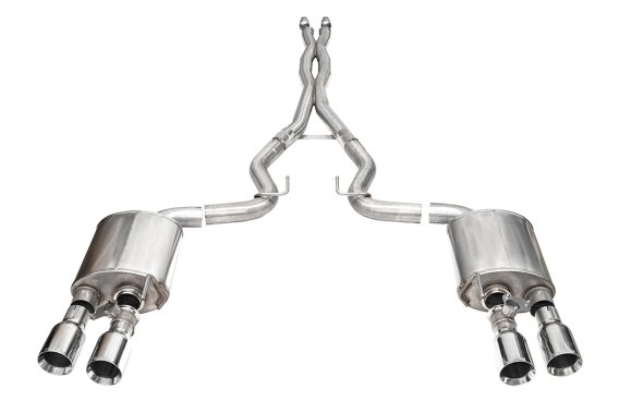 3.0 Inch Dual Rear Exit Cat-Back with Twin 4.5 Inch Polished Straight Pro-Series Tips 24-25 Ford ...