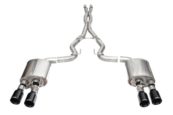 3.0 Inch Dual Rear Exit Cat-Back with Twin 4.5 Inch Black PVD Straight Pro-Series Tips 24-25 Ford...