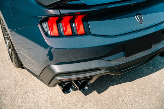 3.0 Inch Dual Rear Exit Cat-Back with Twin 4.5 Inch Black PVD Straight Pro-Series Tips 24-25 Ford...
