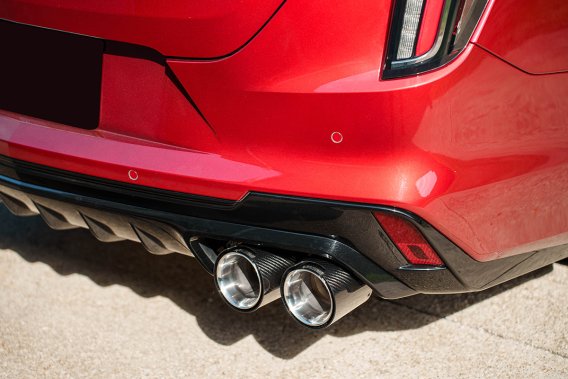 3 Inch Axle-Back Exhaust with Dual Mode Active Exhaust; Dual Rear Exit with Twin 4.5 Inch Carbon ...