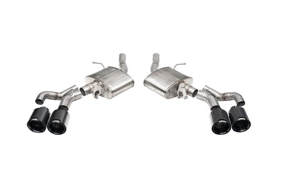 3 Inch Axle-Back Exhaust with Dual Mode Active Exhaust; Dual Rear Exit with Twin 4.5 Inch CarbonB...