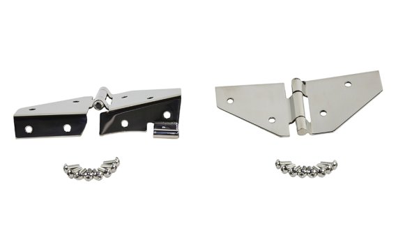 Jeep CJ/YJ Windshield Hinge No Mirror Holes Pair 76-95 CJ and Wrangler YJ Polished Silver Kentro...