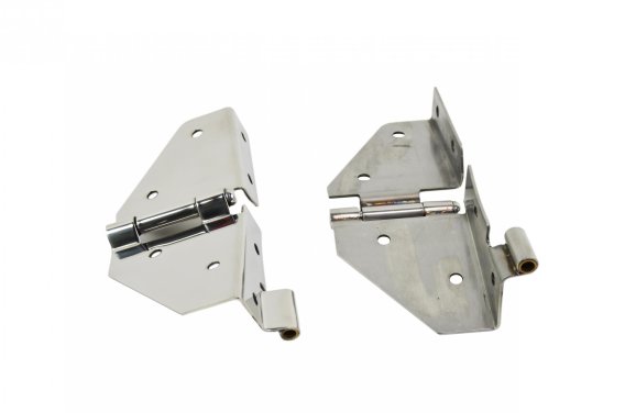 Jeep CJ/YJ Windshield Hinge No Mirror Holes Pair 76-95 CJ and Wrangler YJ Polished Silver Kentro...